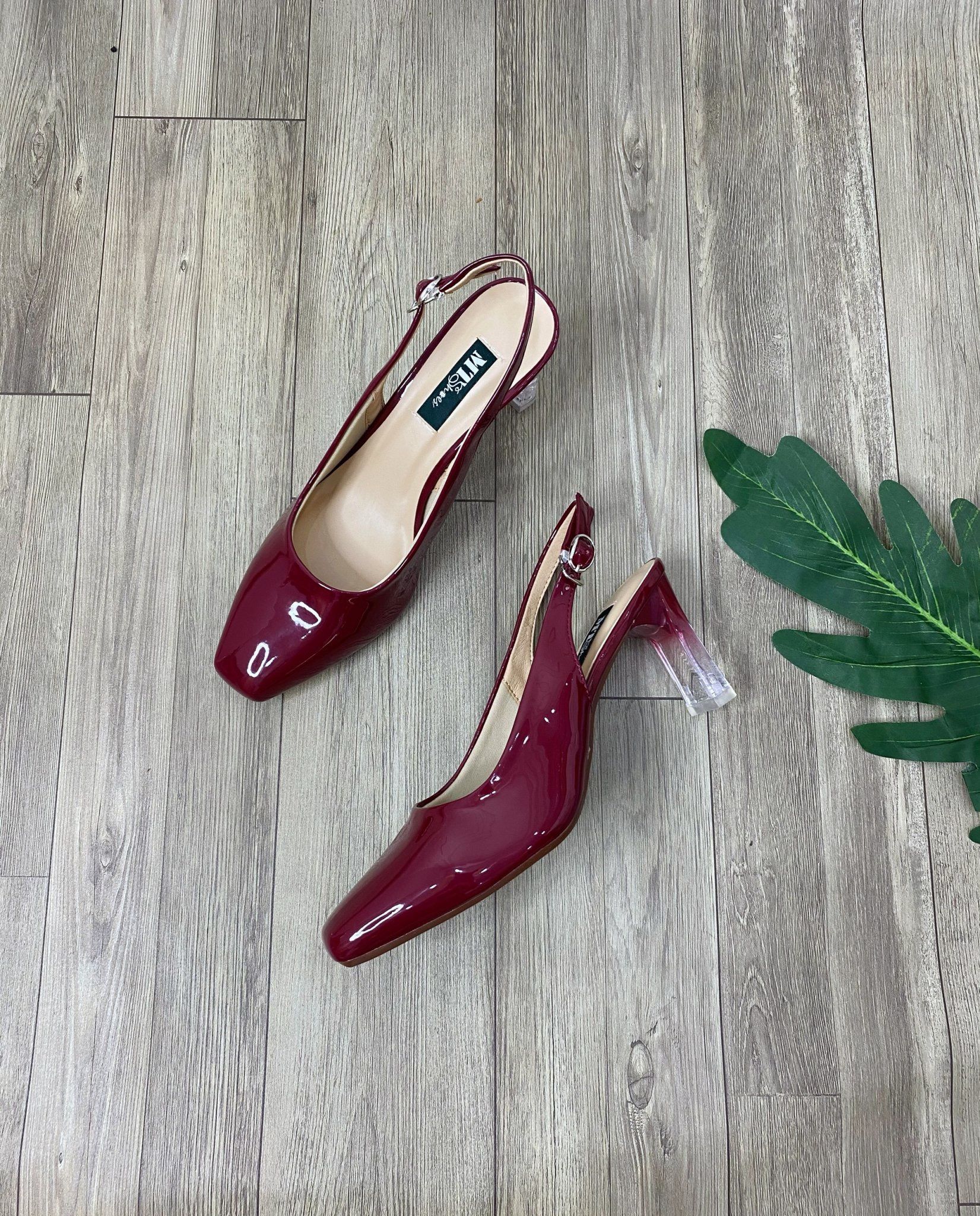  Sandal mũi vuông hở hậu, gót mika 7cm  MT413 