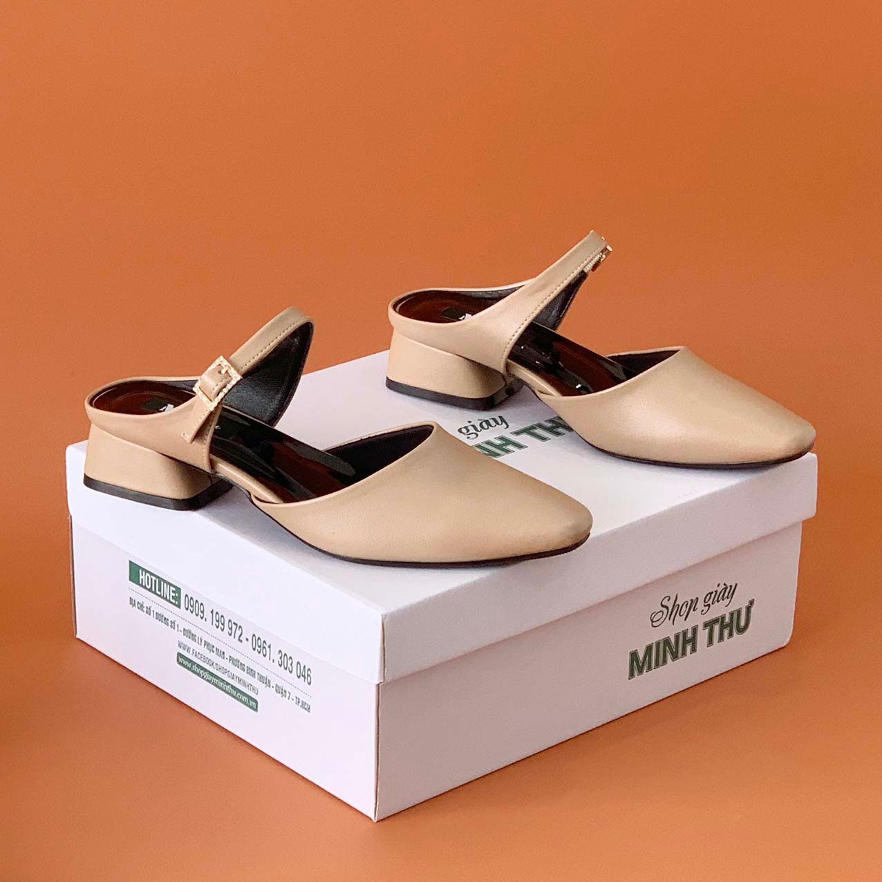  Dép sục nữ mũi vuông đính đá 3cm 202 