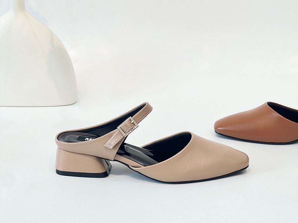  Dép sục nữ mũi vuông đính đá 3cm 202 