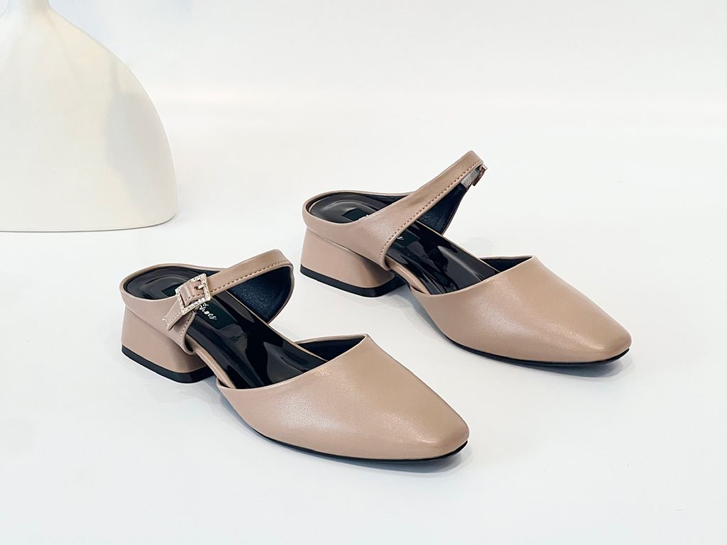  Dép sục nữ mũi vuông đính đá 3cm 202 
