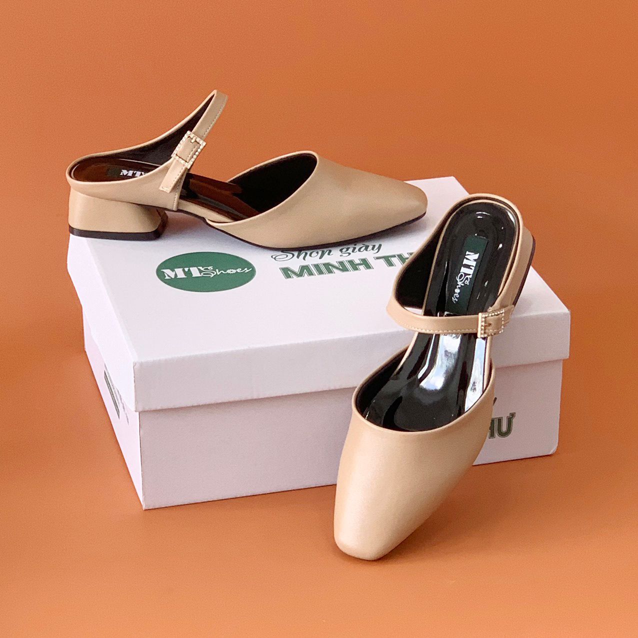  Dép sục nữ mũi vuông đính đá 3cm 202 