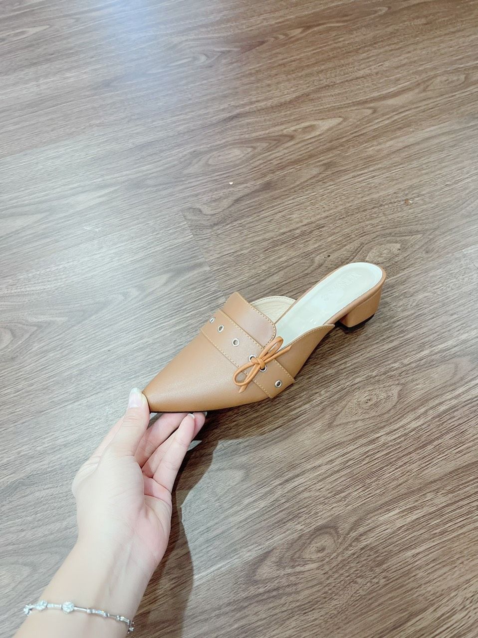  Dép sục khoen tròn nơ, cao 3cm MT203 