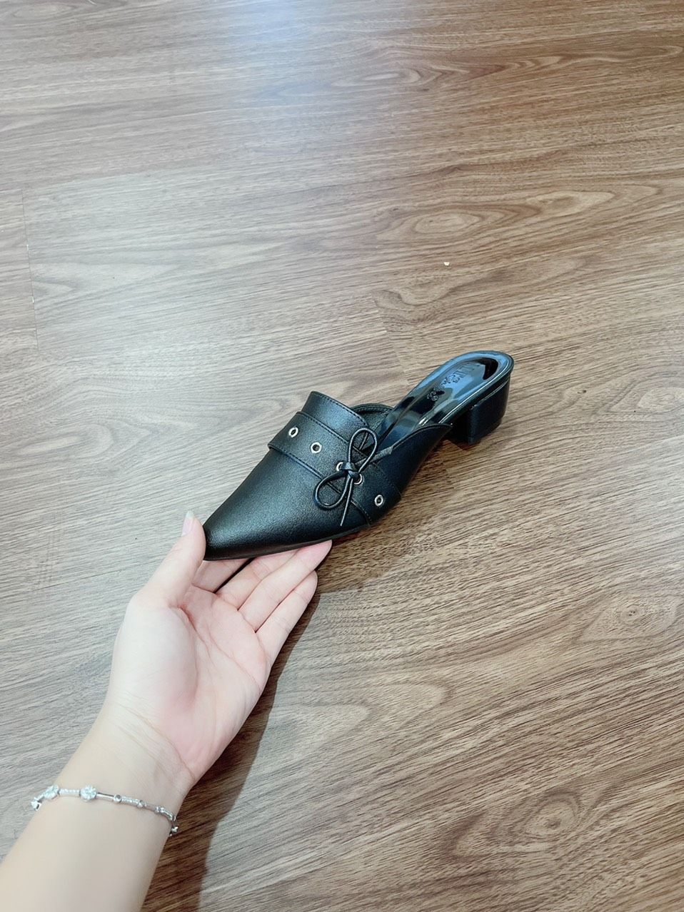  Dép sục khoen tròn nơ, cao 3cm MT203 