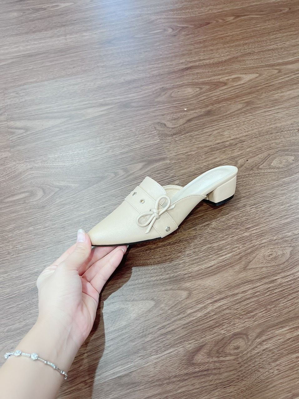  Dép sục khoen tròn nơ, cao 3cm MT203 