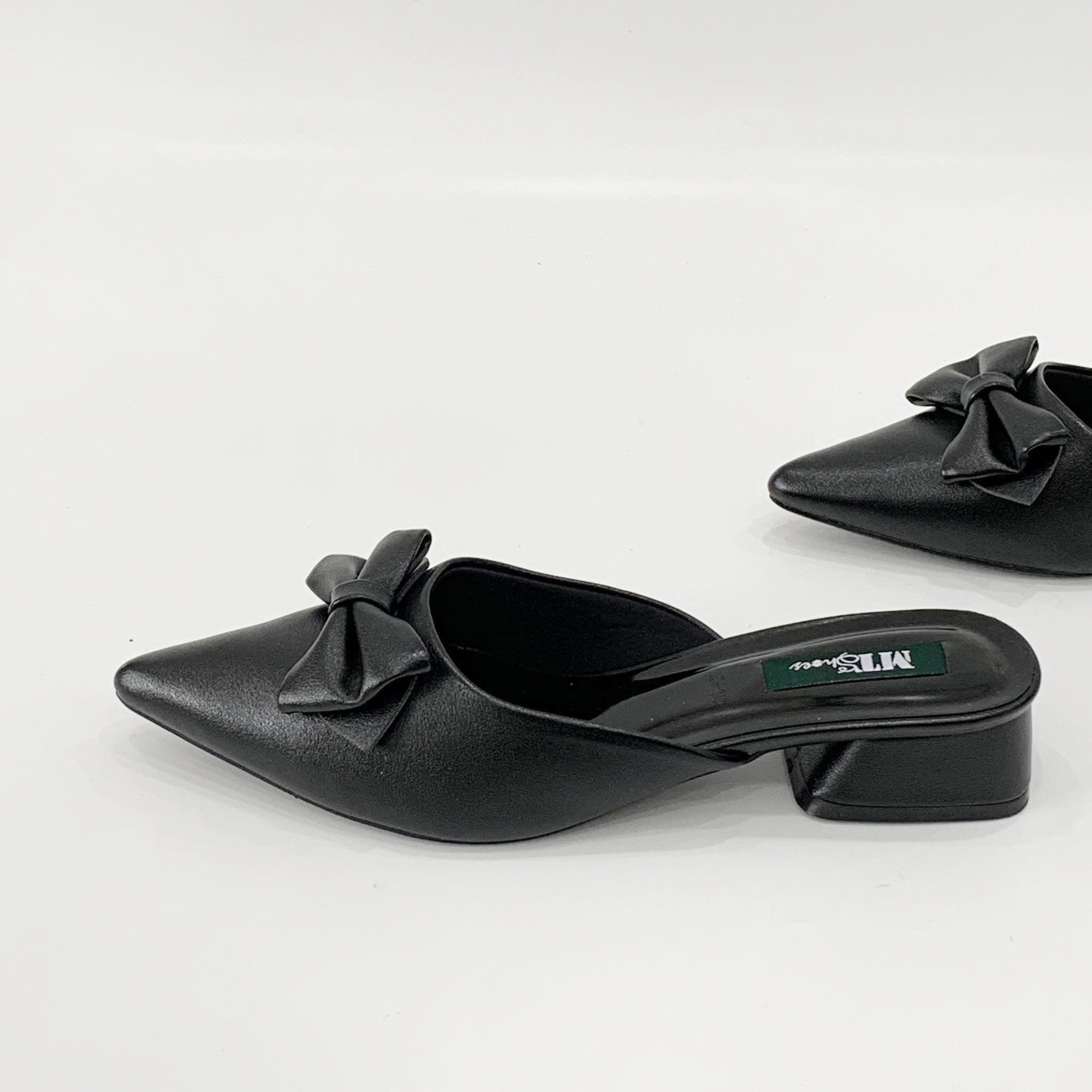  Dép sục nữ mũi nhọn phối nơ gót 3cm 216 