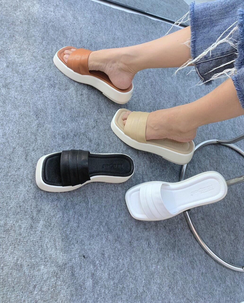  Dép bánh mỳ quai ngang xếp ly 3cm MT200 