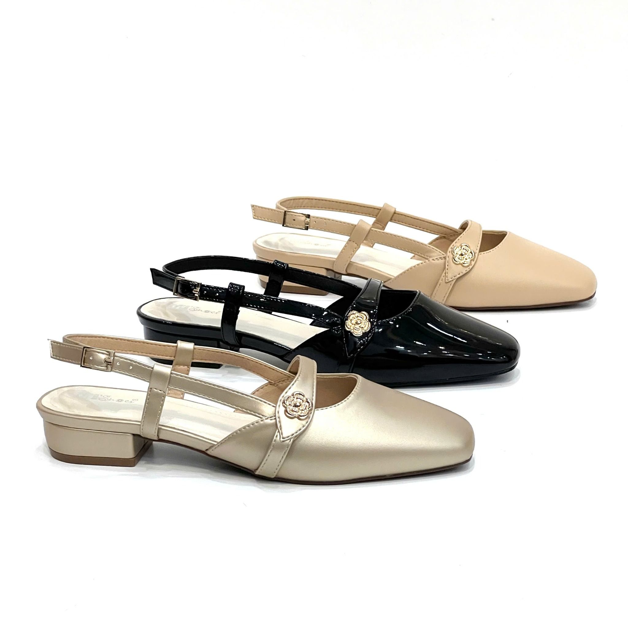  Giày sandal mũi vuông slingback cao cấp thanh lịch gót cao 2cm MT2504 