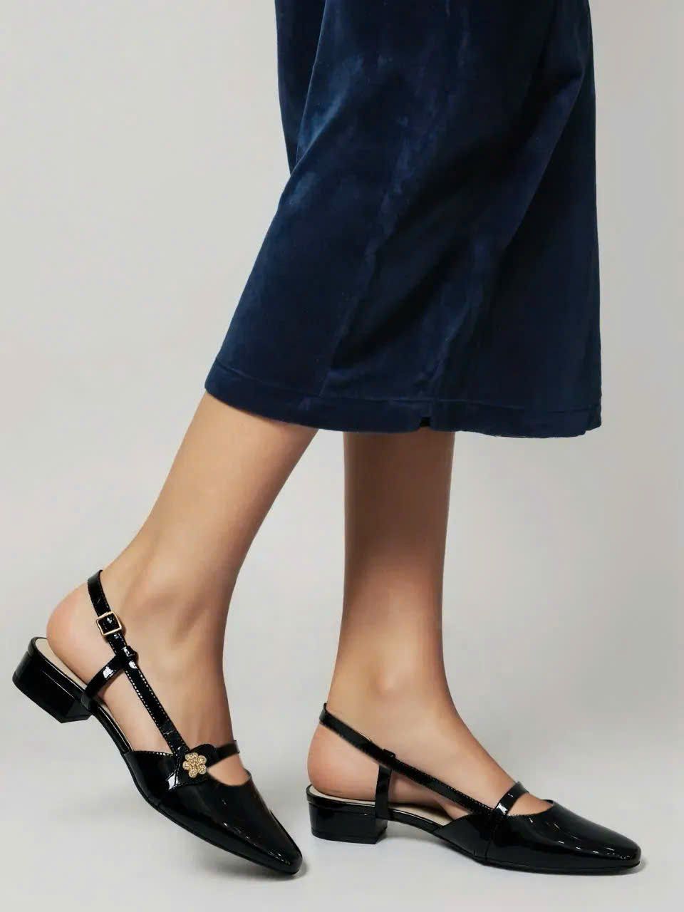  Giày sandal mũi vuông slingback cao cấp thanh lịch gót cao 2cm MT2504 