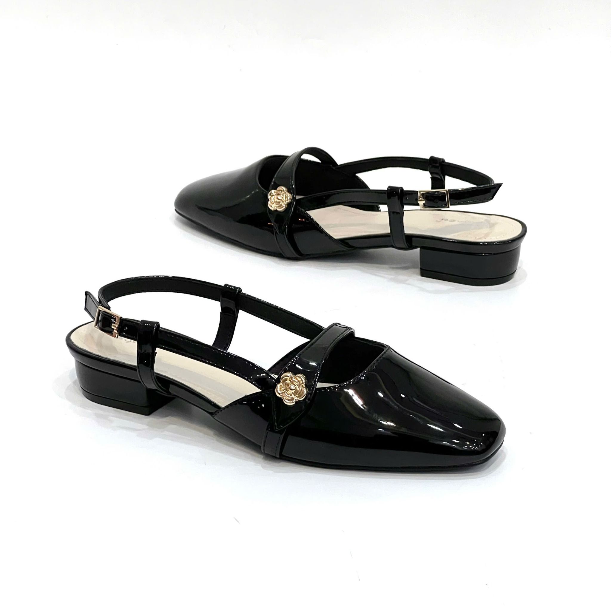  Giày sandal mũi vuông slingback cao cấp thanh lịch gót cao 2cm MT2504 