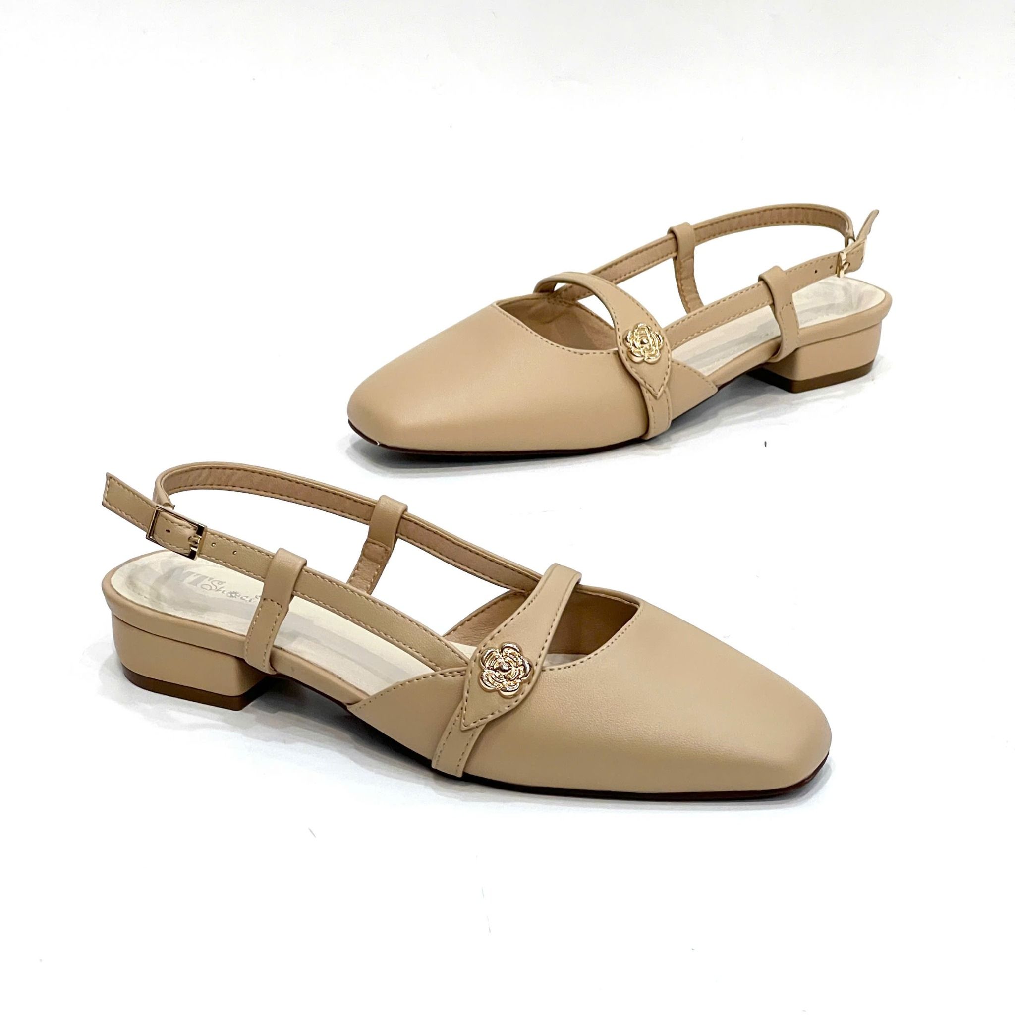  Giày sandal mũi vuông slingback cao cấp thanh lịch gót cao 2cm MT2504 