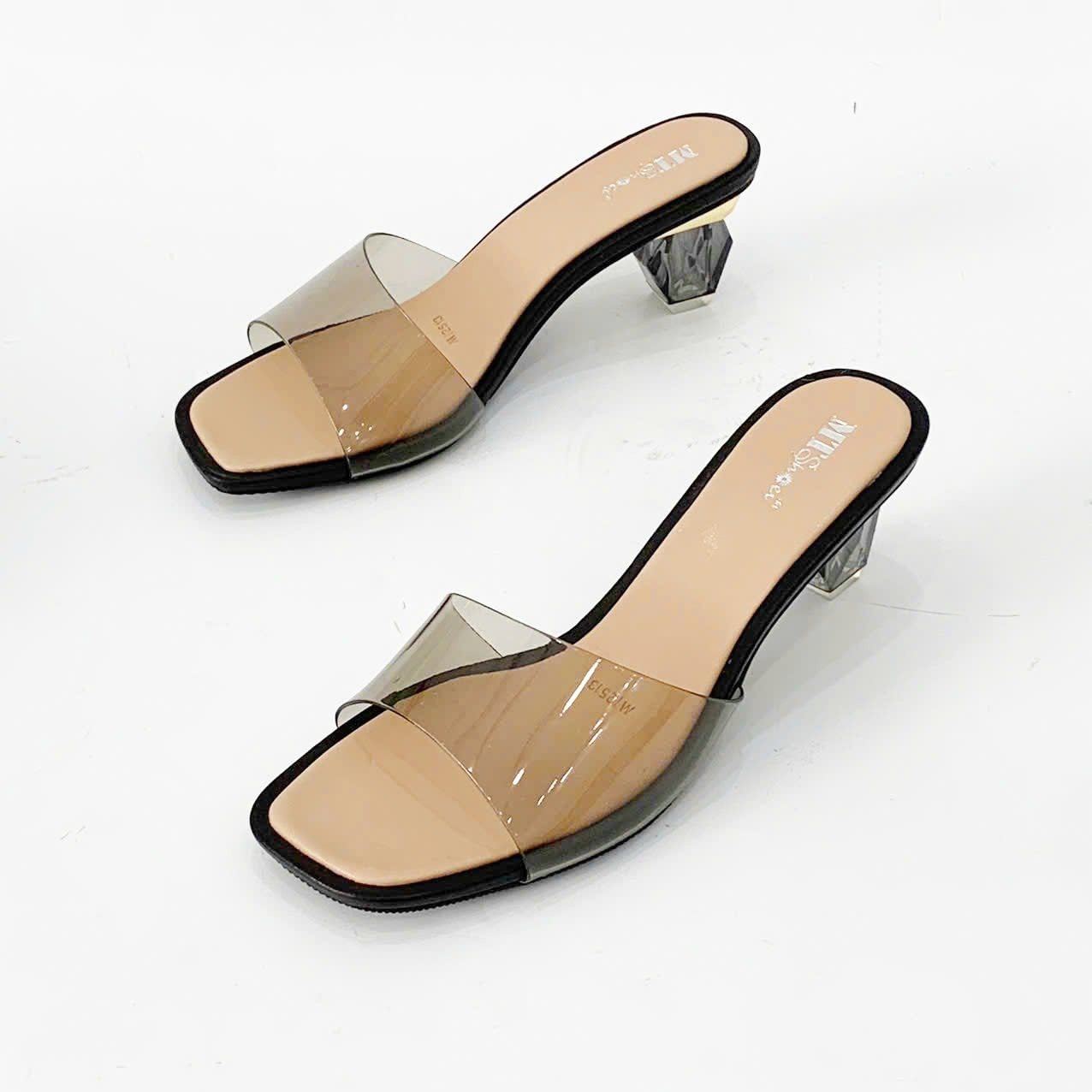  Guốc nữ gót kiểu quai trong suốt tiện lợi MT2513 