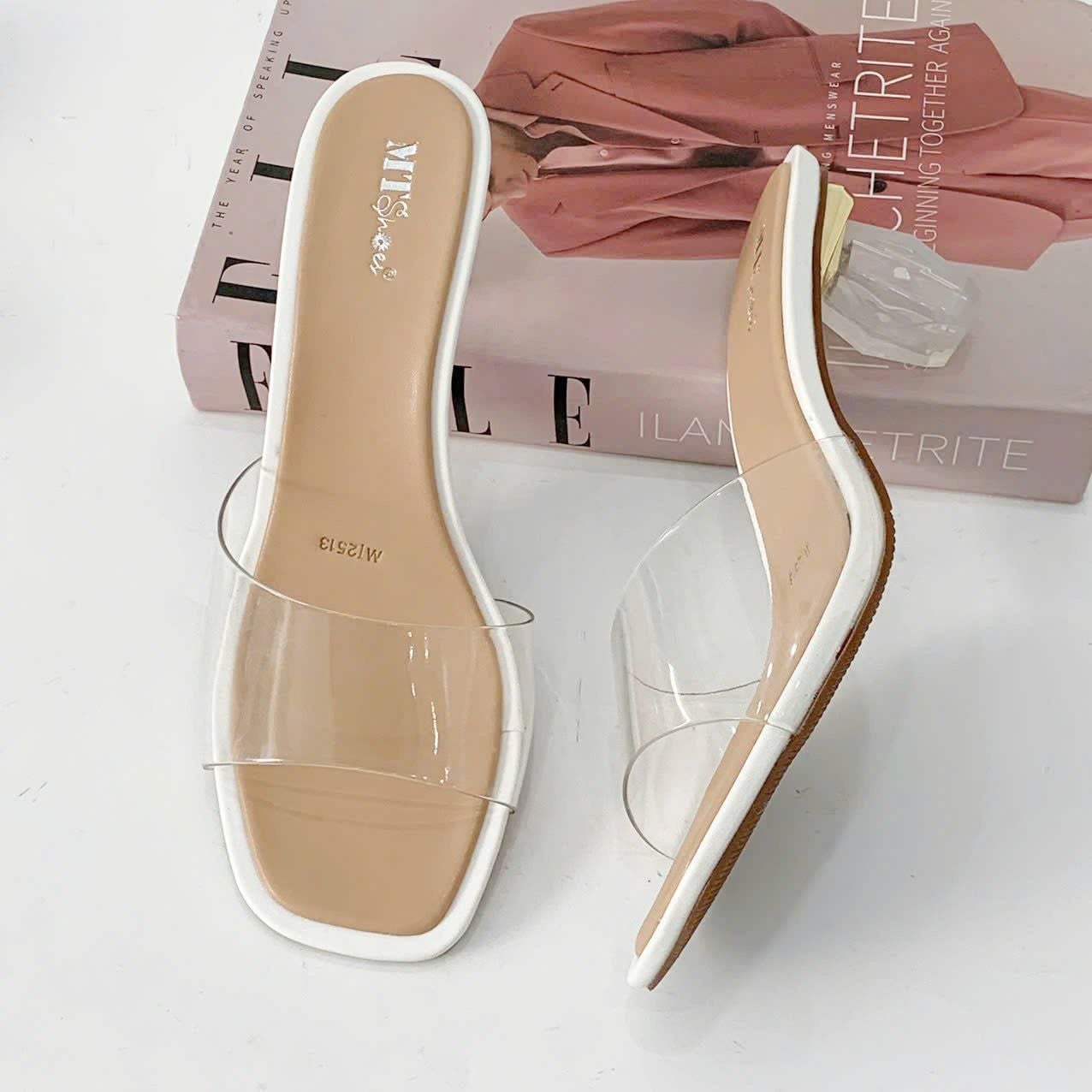  Guốc nữ gót kiểu quai trong suốt tiện lợi MT2513 