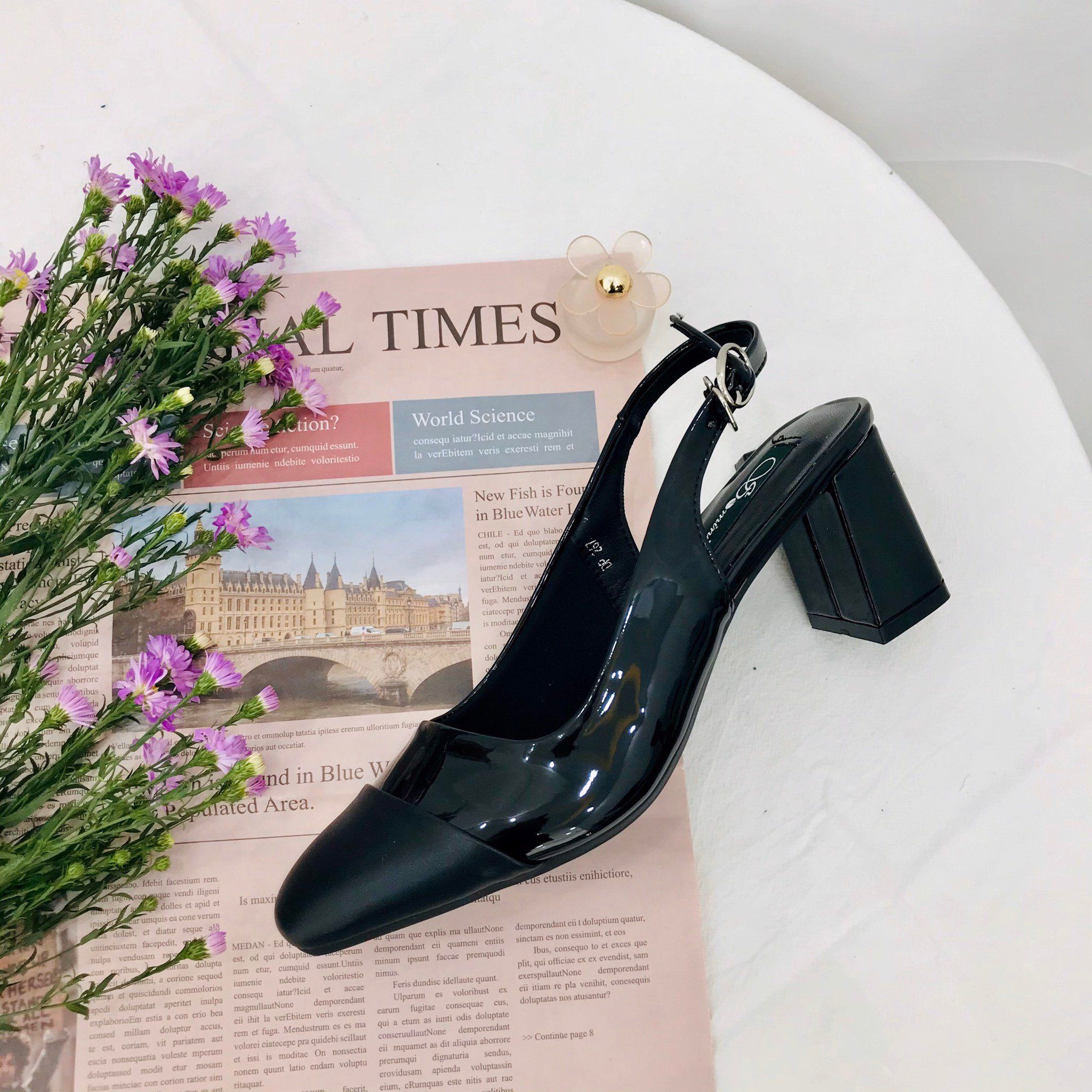  Xăng đan gót trụ 6cm mũi tròn MT267 
