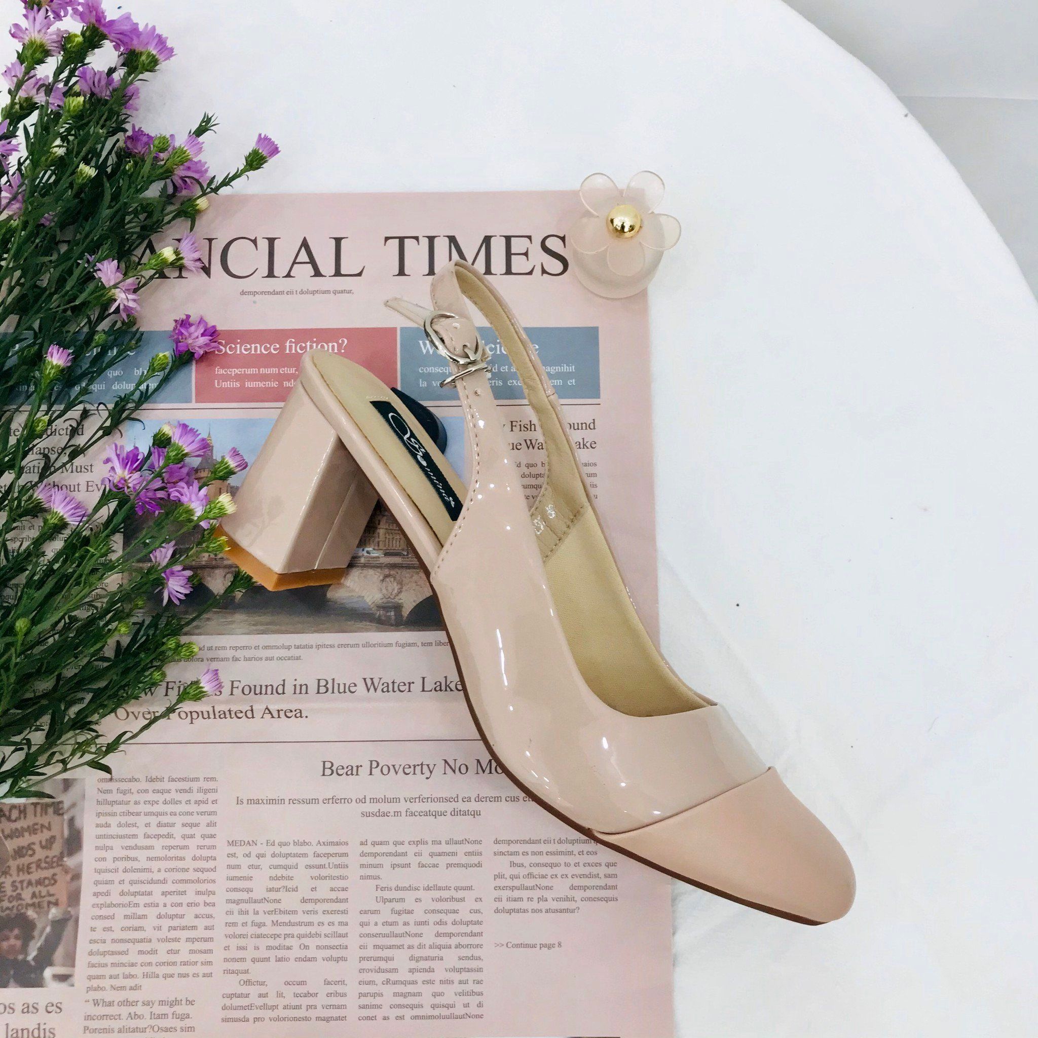  Xăng đan gót trụ 6cm mũi tròn MT267 