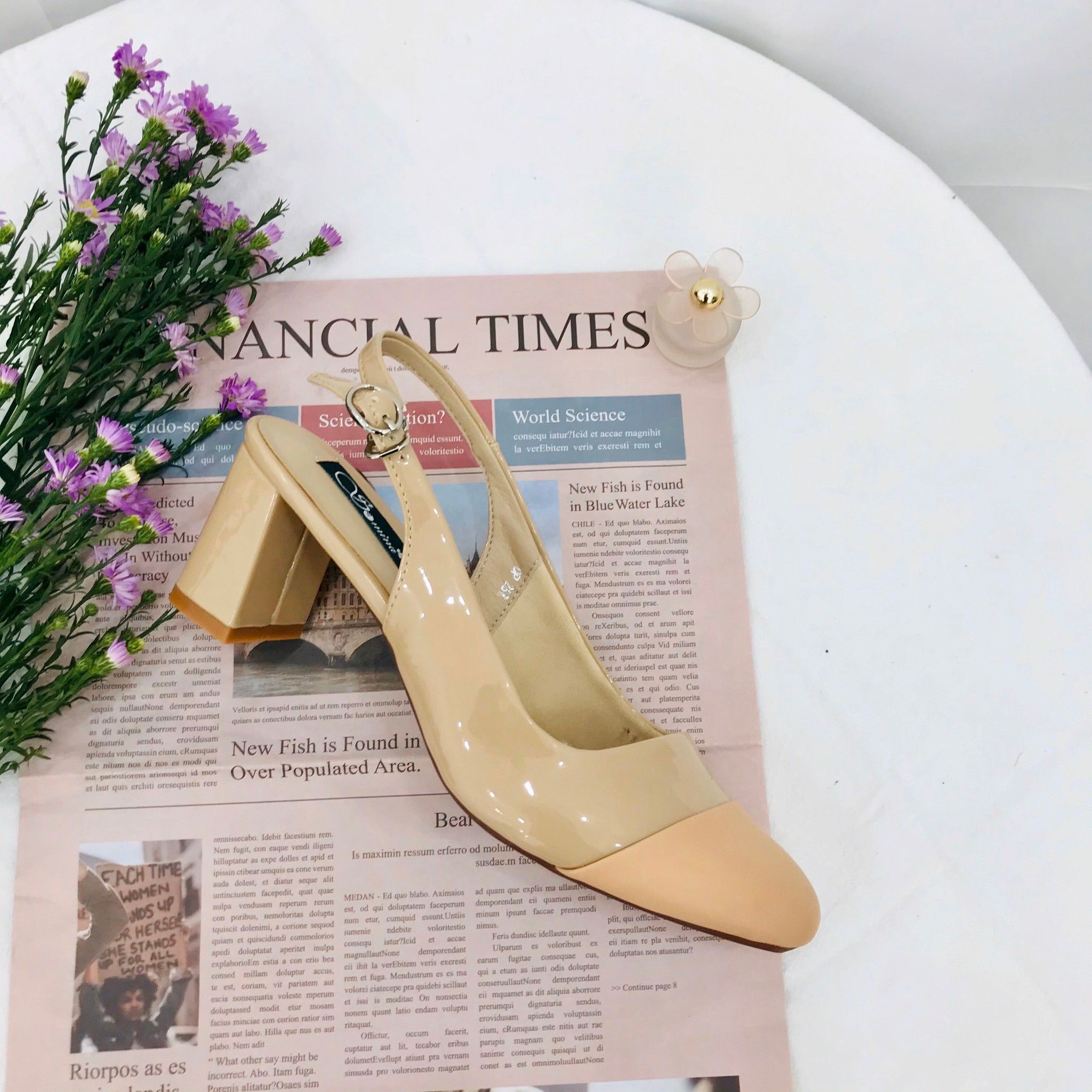  Xăng đan gót trụ 6cm mũi tròn MT267 