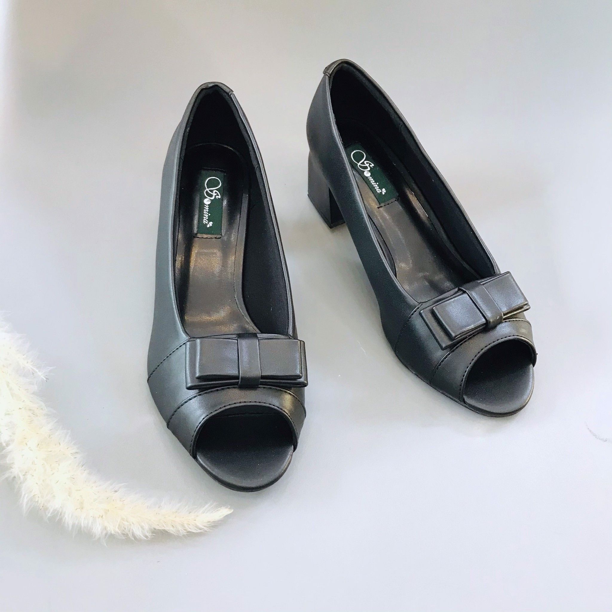  Giày cao gót trụ 5cm hở mũi đính nơ MT288 