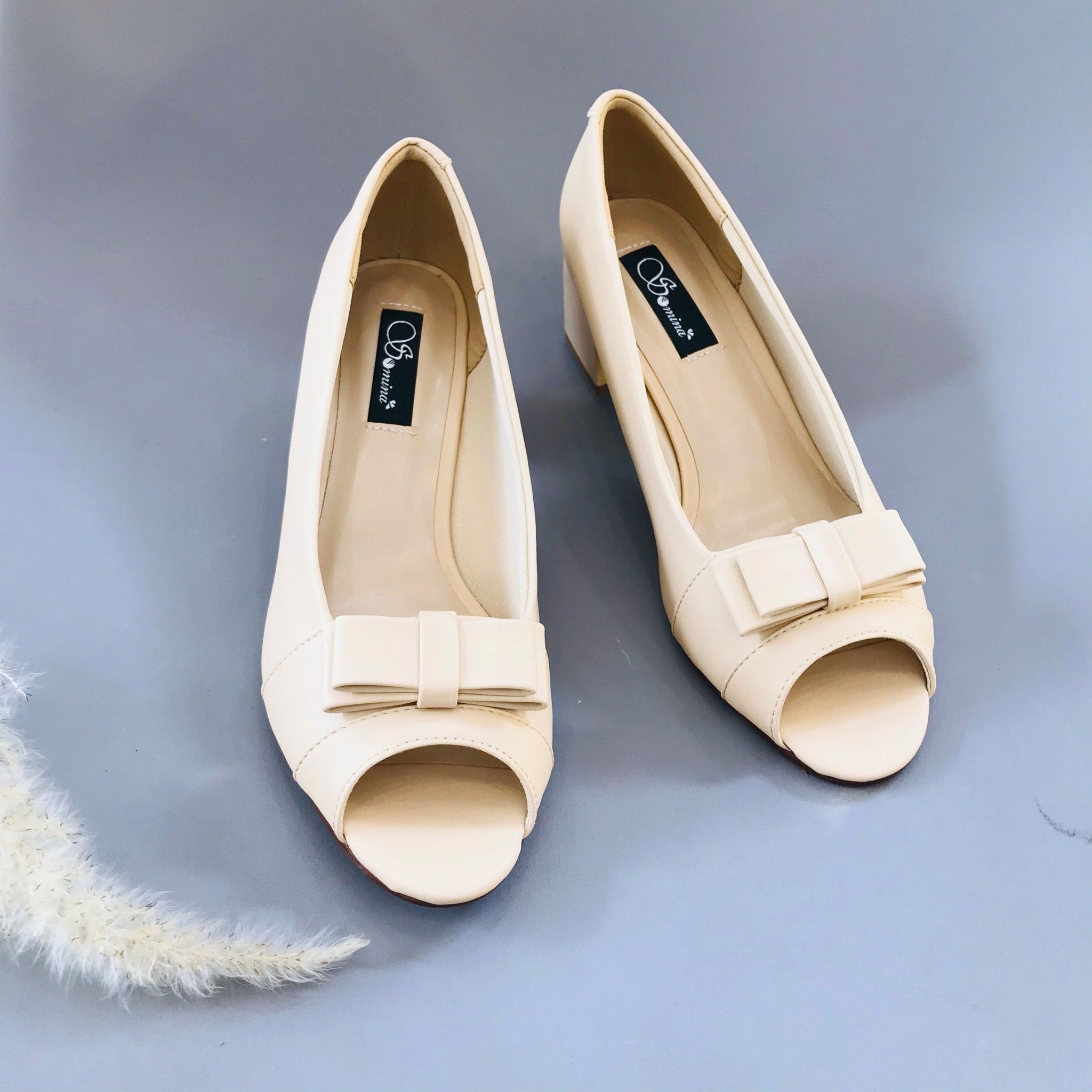 Giày cao gót trụ 5cm hở mũi đính nơ MT288 