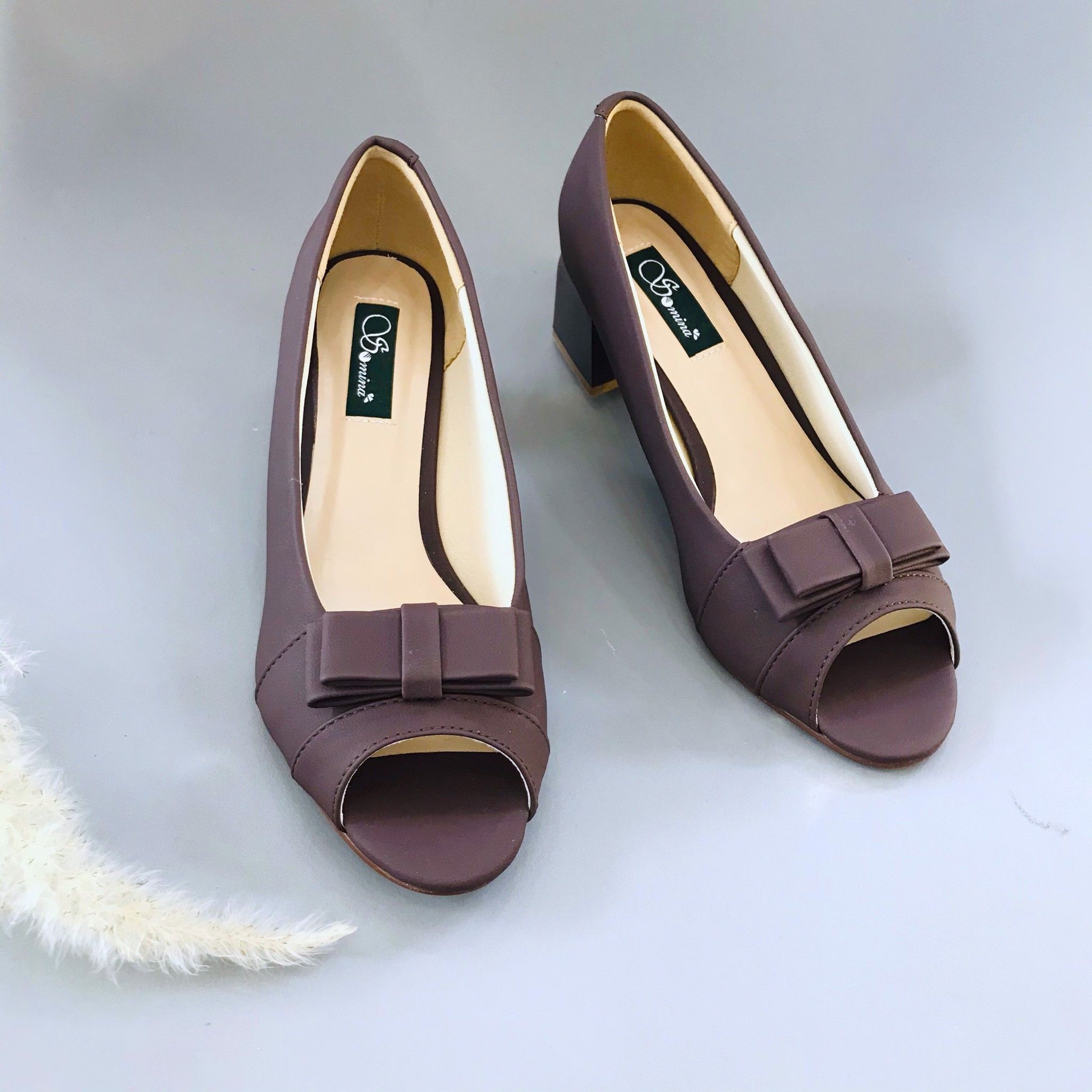  Giày cao gót trụ 5cm hở mũi đính nơ MT288 