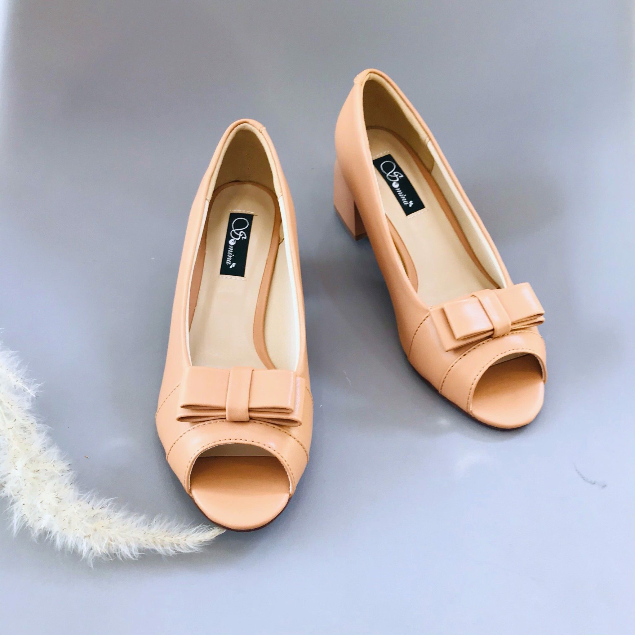  Giày cao gót trụ 5cm hở mũi đính nơ MT288 