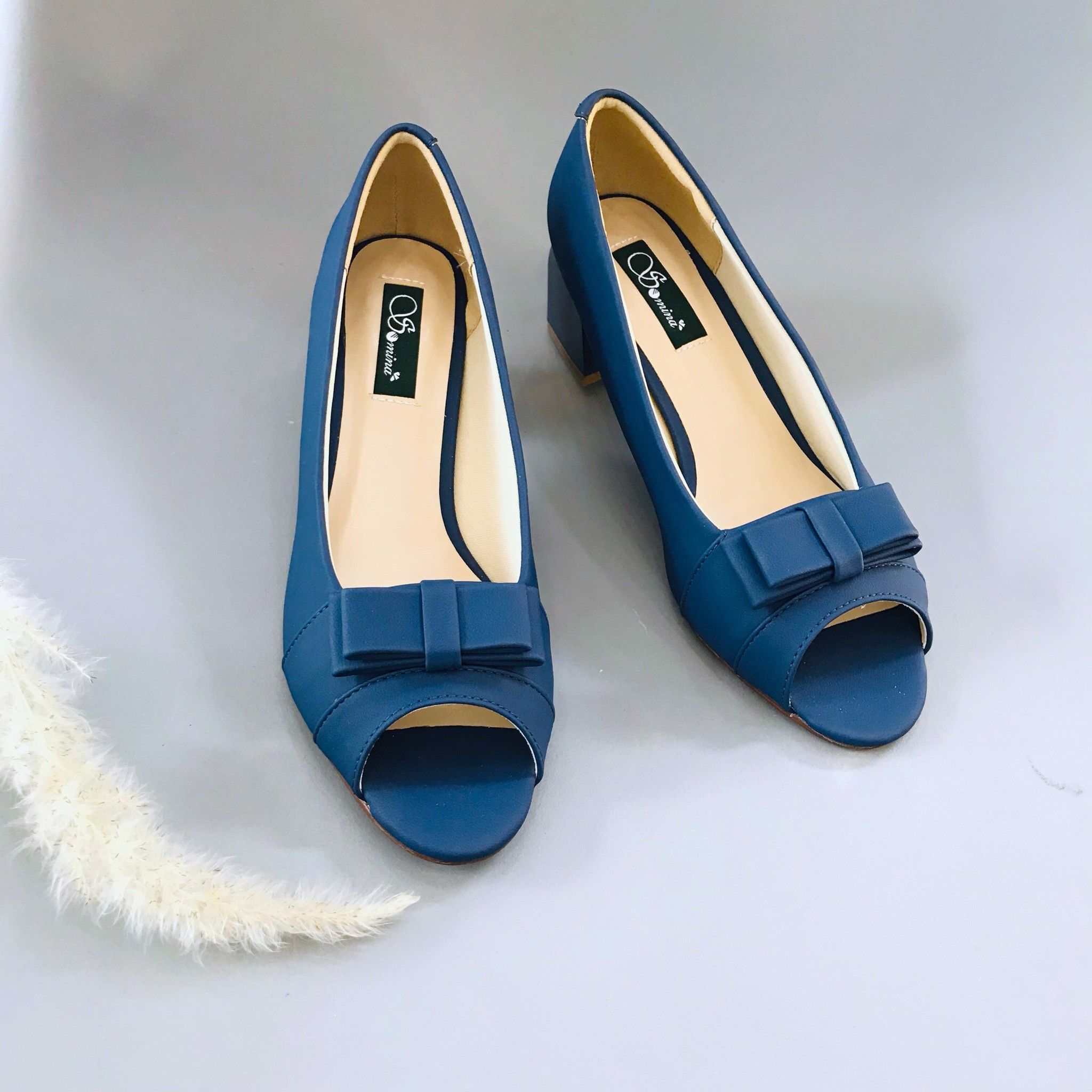  Giày cao gót trụ 5cm hở mũi đính nơ MT288 
