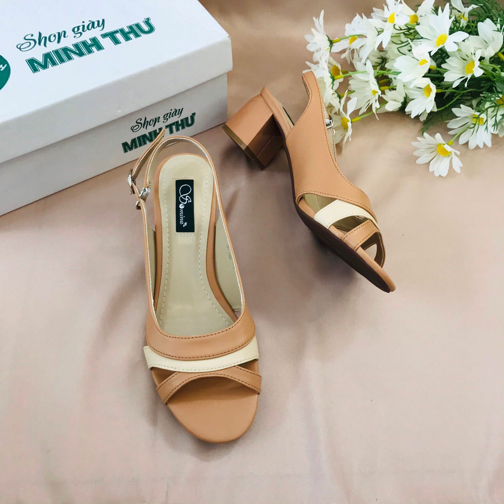  Xăng đan 5cm hở mũi khoét eo phối màu MT289 