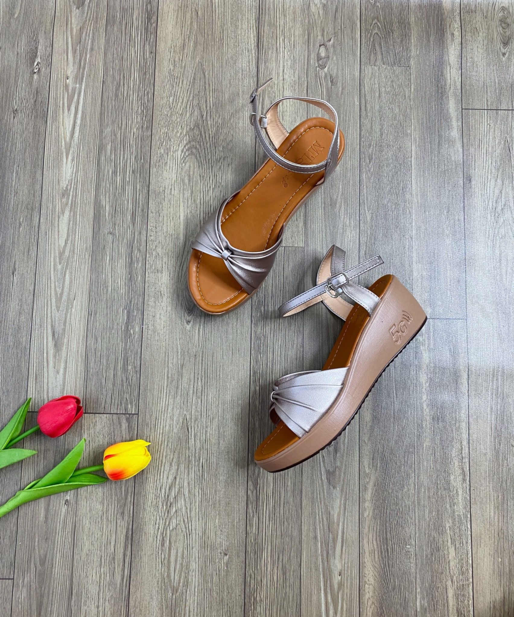  Sandal xuồng quai nơ xếp 4cm MT92 