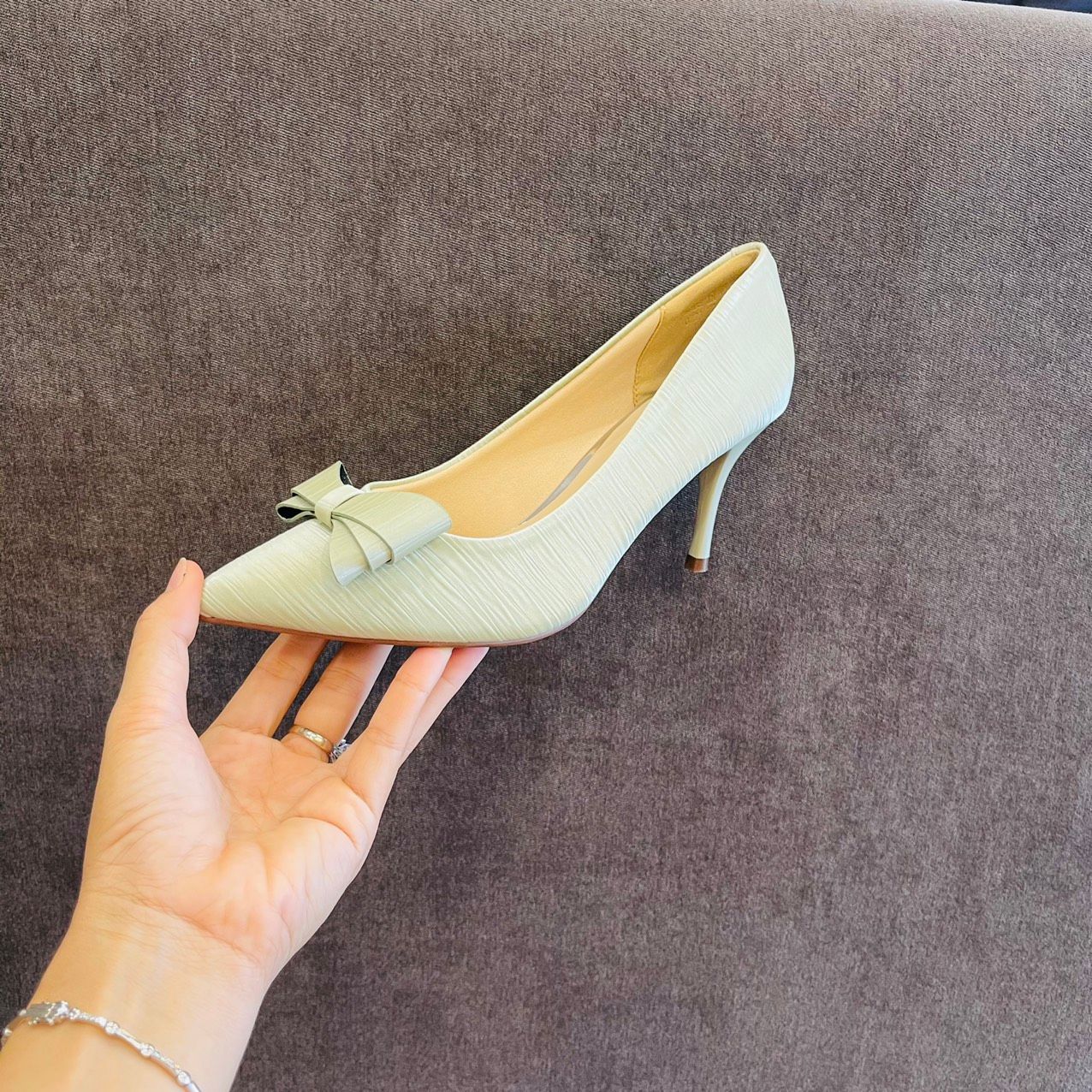  Giày gót nhọn 7cm nơ MT3081 