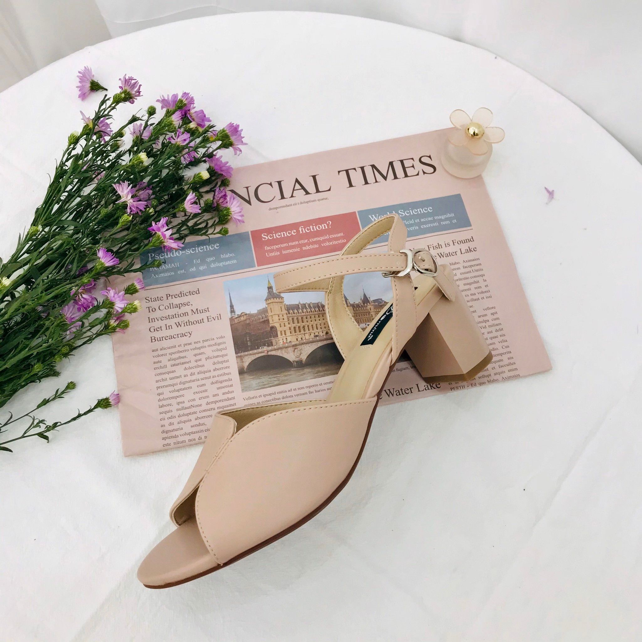  Xăng đan gót 5cm hở mũi MT3092 
