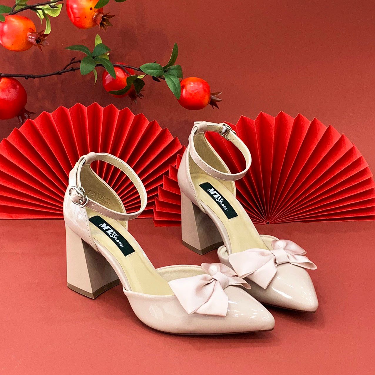  Sandal nơ bít mũi  gót 7cm 3286 