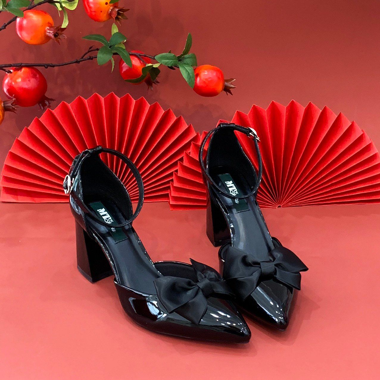  Sandal nơ bít mũi  gót 7cm 3286 