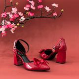  Sandal nơ bít mũi  gót 7cm 3286 