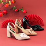  Sandal nơ bít mũi  gót 7cm 3286 