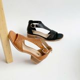  Giày sandal nữ cắt lazer phối khóa kéo 2cm MT3287 