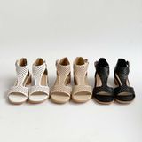  Giày sandal nữ cắt lazer phối khóa kéo 2cm MT3287 