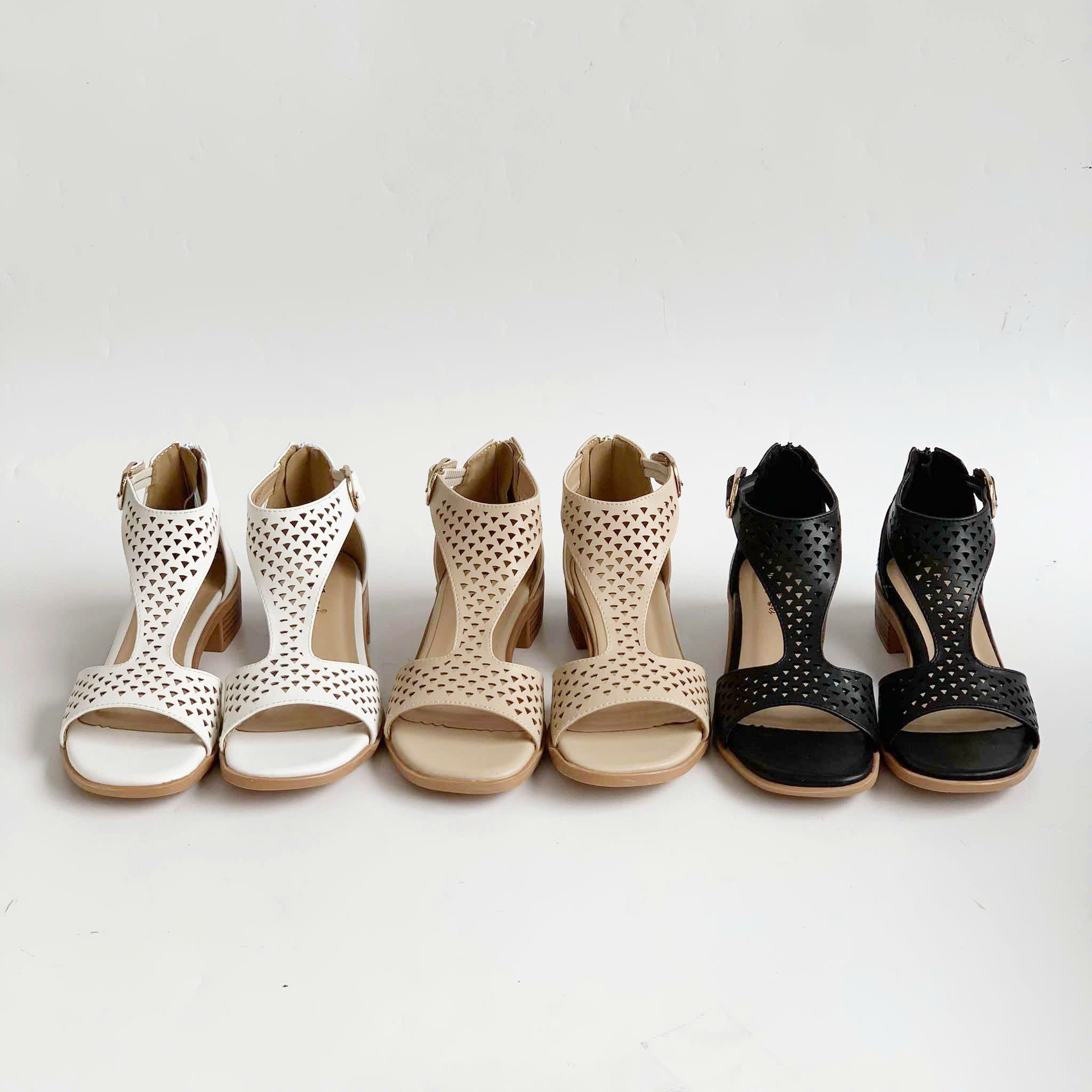  Giày sandal nữ cắt lazer phối khóa kéo 2cm MT3287 