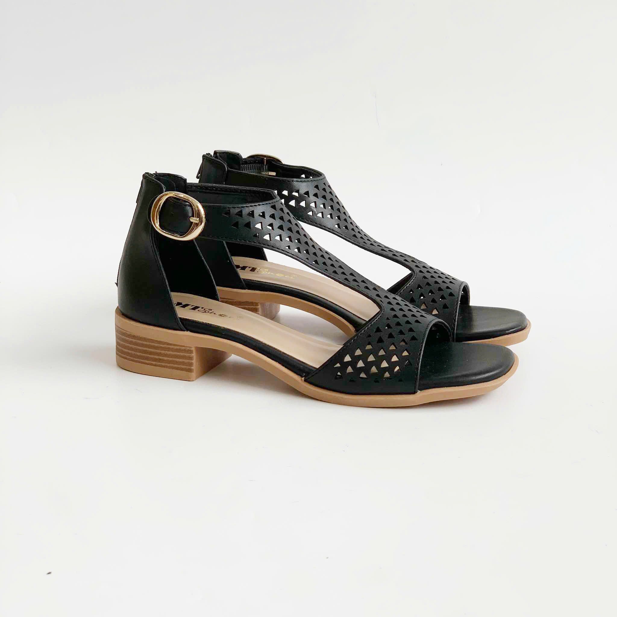  Giày sandal nữ cắt lazer phối khóa kéo 2cm MT3287 