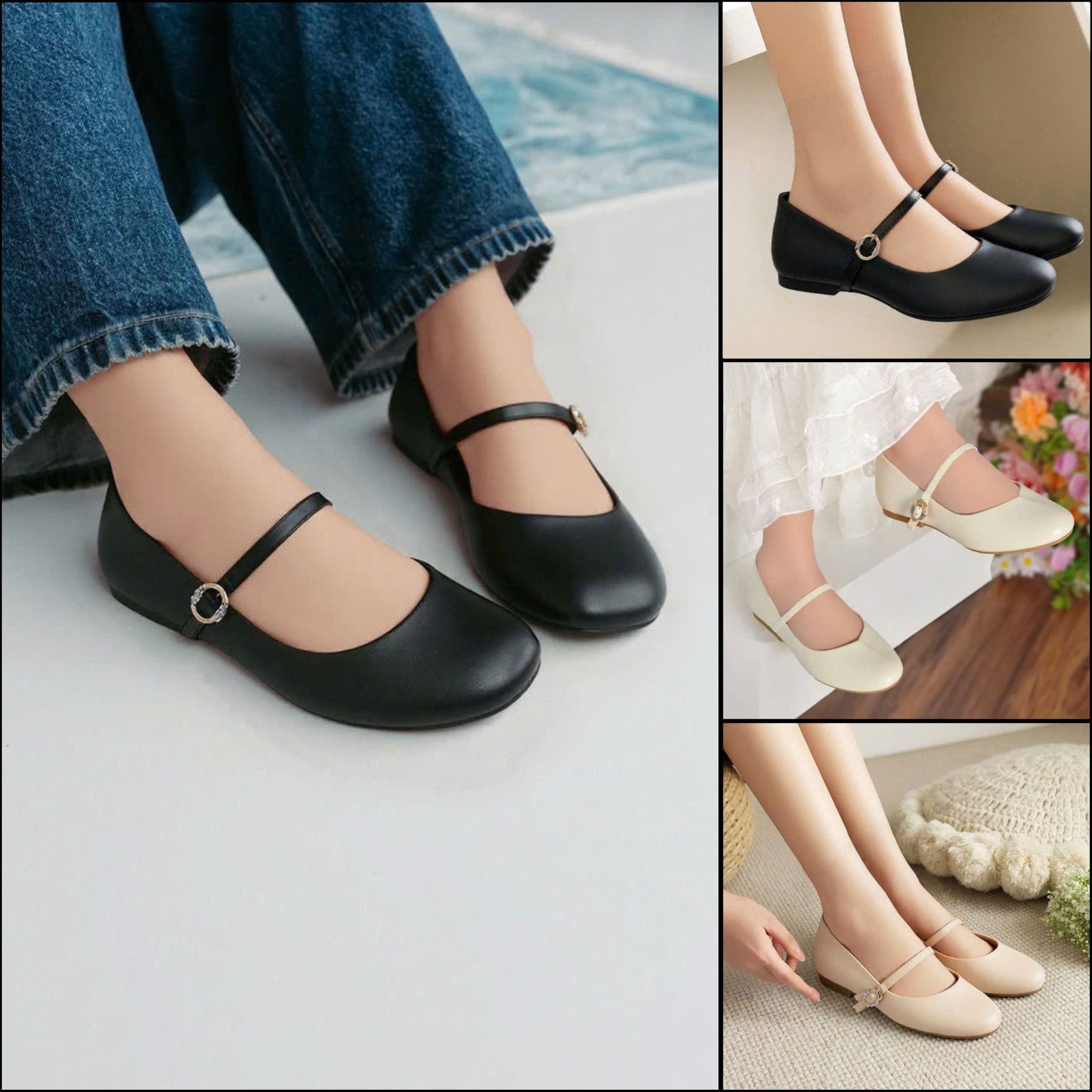 Giày búp bê mũi tròn quai cài khóa sang trọng MT3296 
