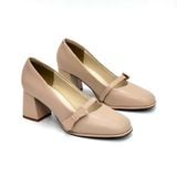  Giày công sở mũi vuông gót trụ 7cm phối quai nơ xinh MT3297 