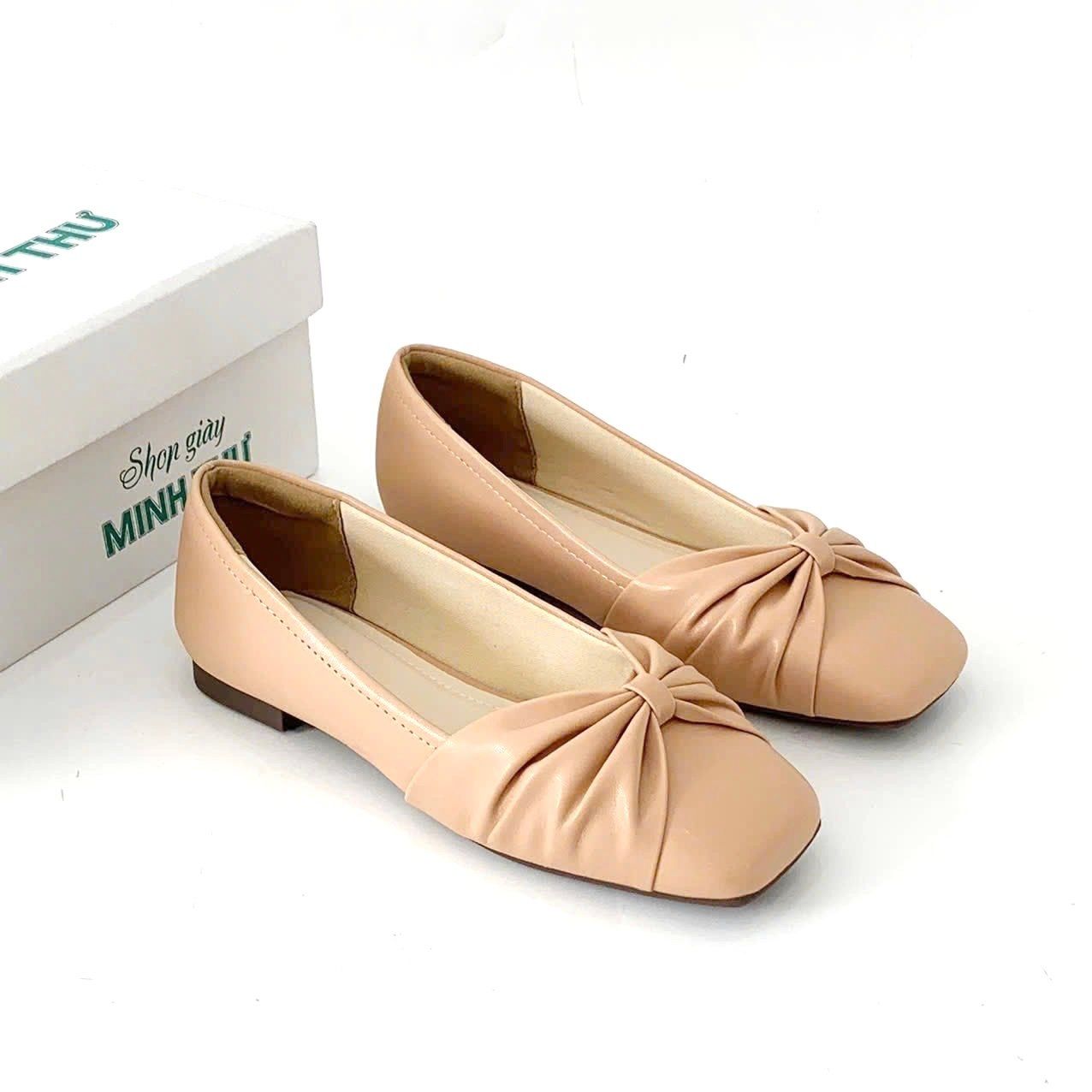  Giày buppe mũi vuông phối nơ MT338 