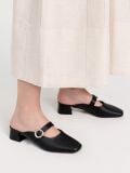  Guốc nữ mũi vuông phối khoá gót 3cm MT340 