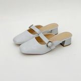  Guốc nữ mũi vuông phối khoá gót 3cm MT340 