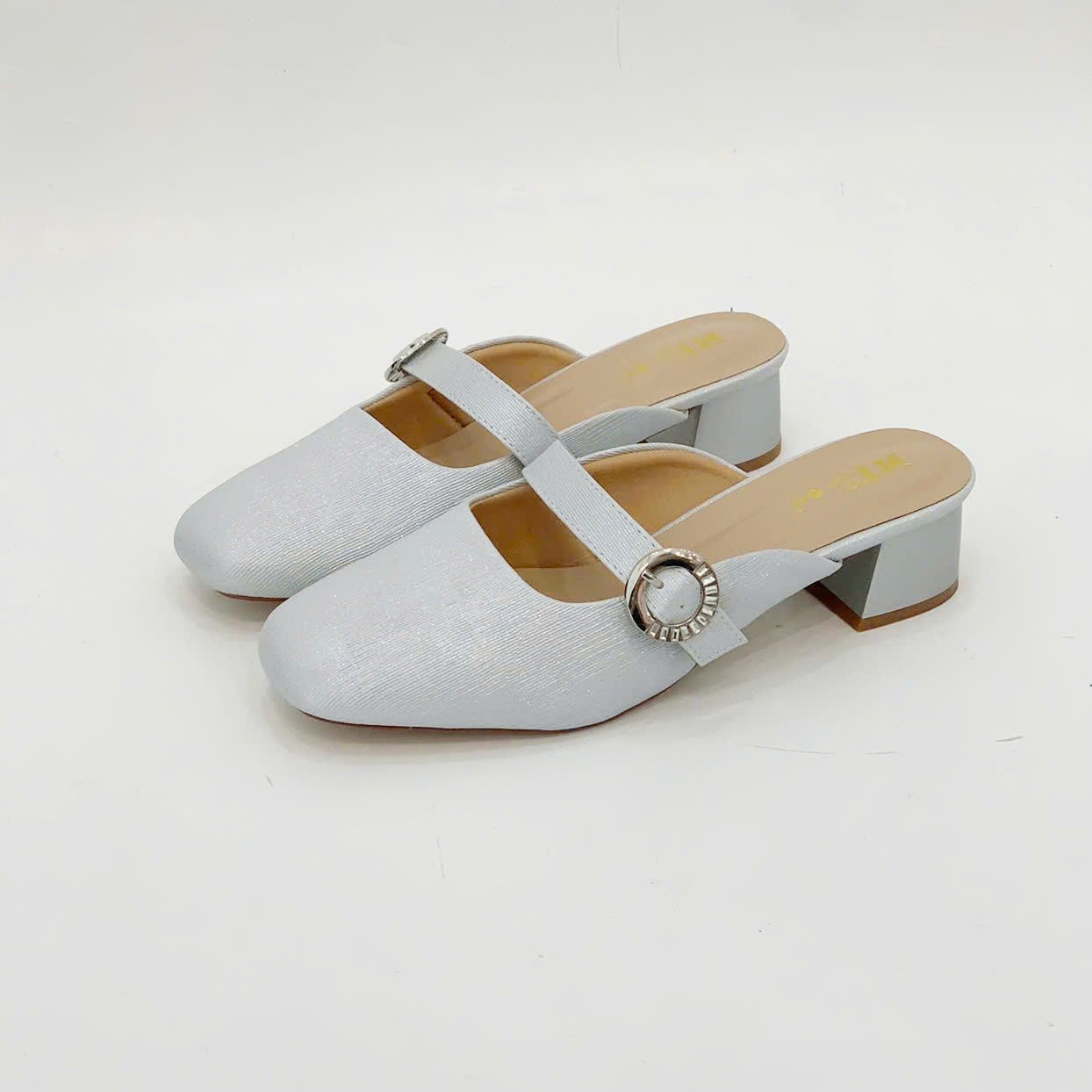  Guốc nữ mũi vuông phối khoá gót 3cm MT340 