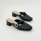  Guốc nữ mũi vuông phối khoá gót 3cm MT340 