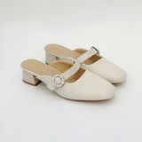  Guốc nữ mũi vuông phối khoá gót 3cm MT340 