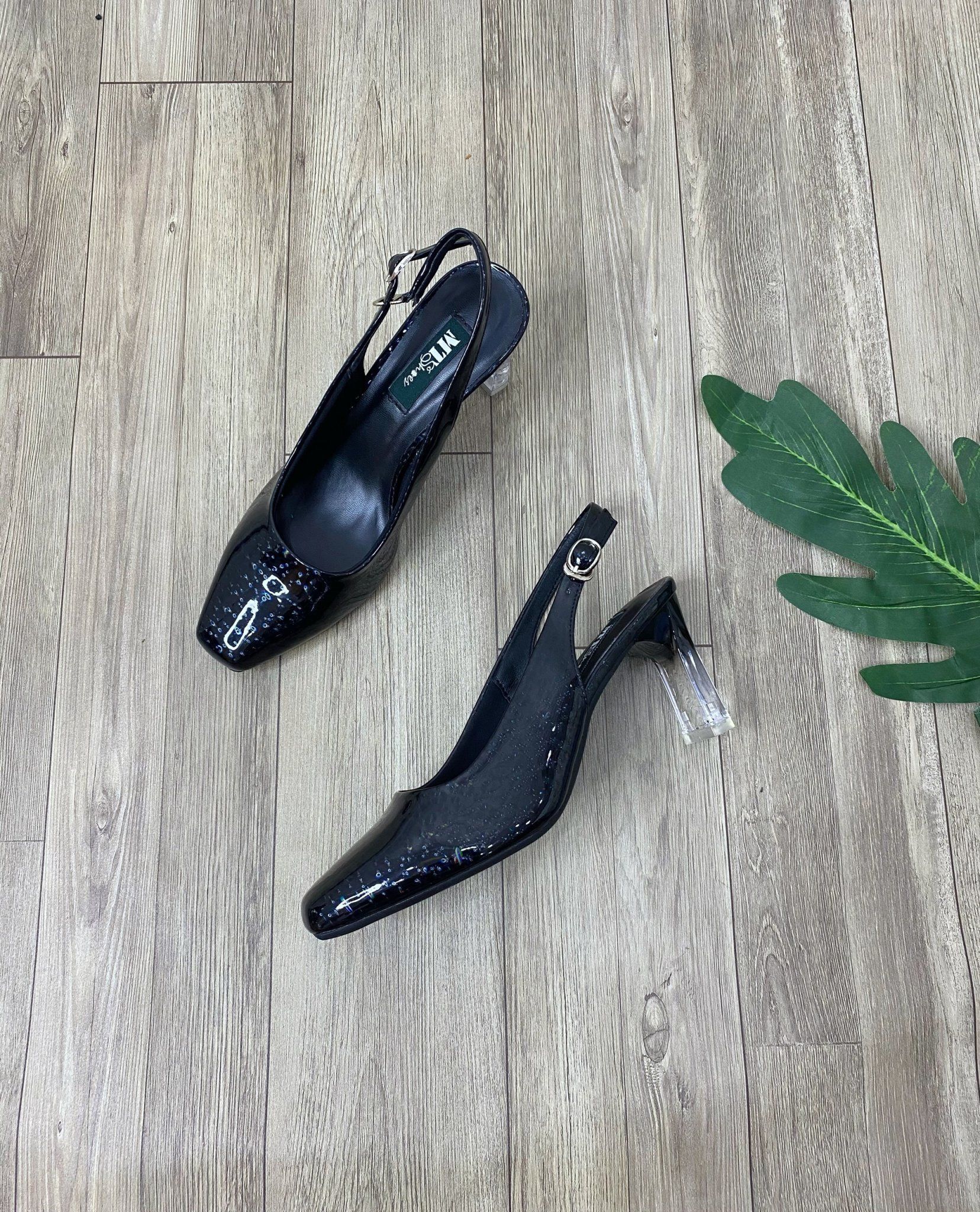  Sandal mũi vuông hở hậu, gót mika 7cm  MT413 