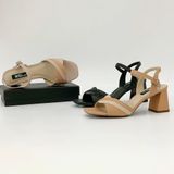  Giày sandal nữ quai đắp da , đế trụ 6cm 3268 