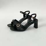  Giày sandal nữ quai ngang phối khóa vuông, gót trụ 7cm MT3223 