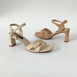  Giày sandal nữ quai ngang phối khóa vuông, gót trụ 7cm MT3223 