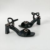  Giày sandal nữ quai ngang phối khóa vuông, gót trụ 7cm MT3223 