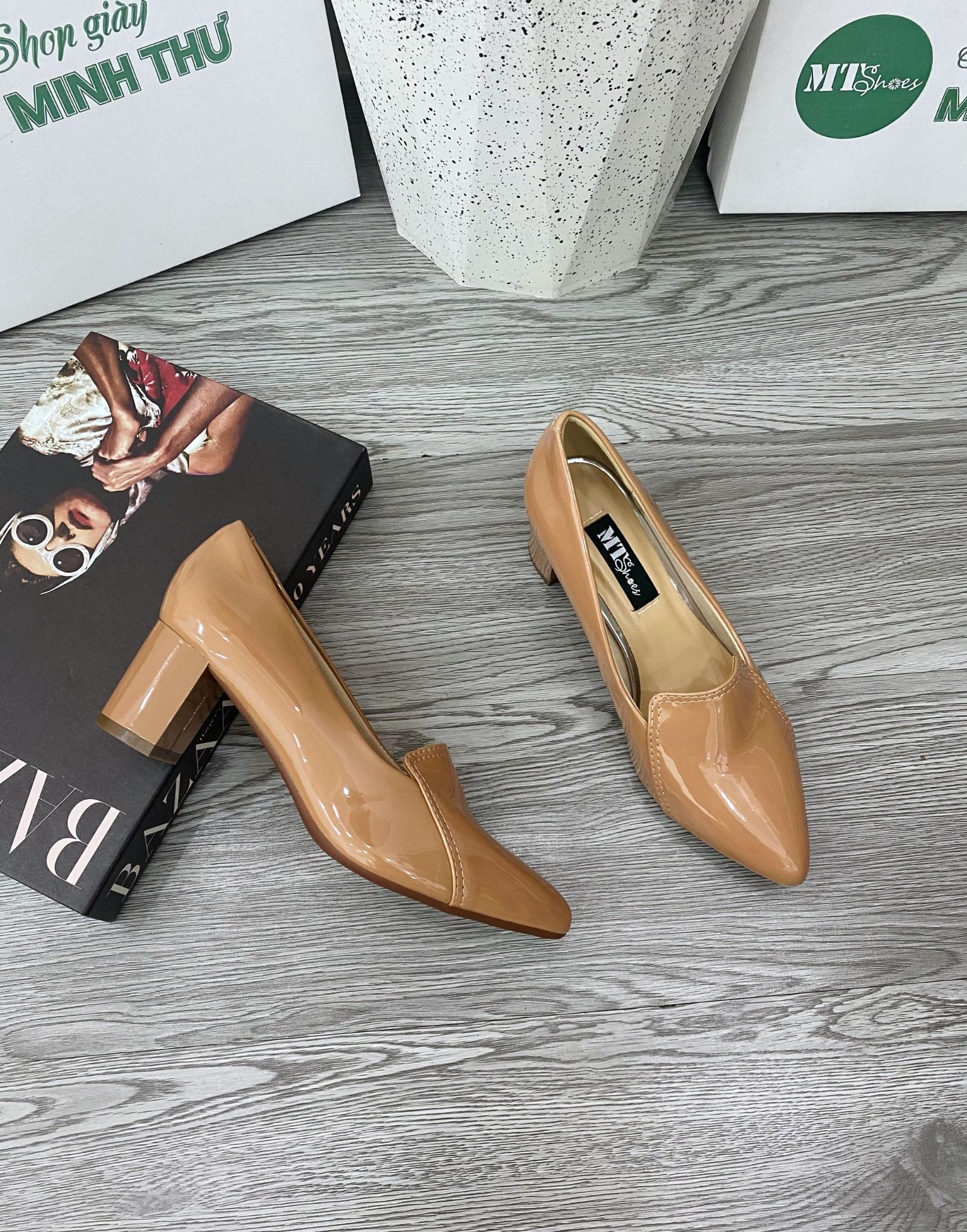  Giày cao gót trụ 5cm mũi lưỡi gà 485 